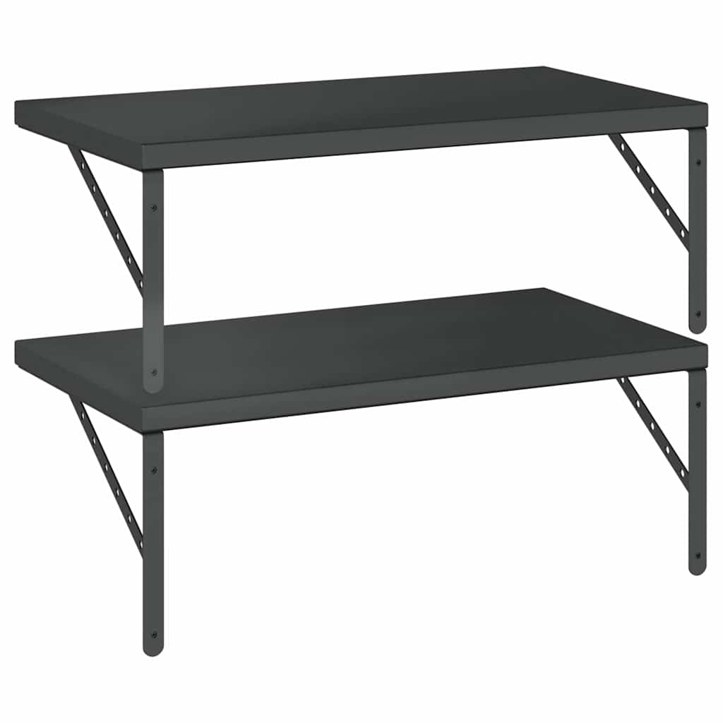 Vegghylle DIV. 2 stk 75x40 cm Svart rustfritt stål