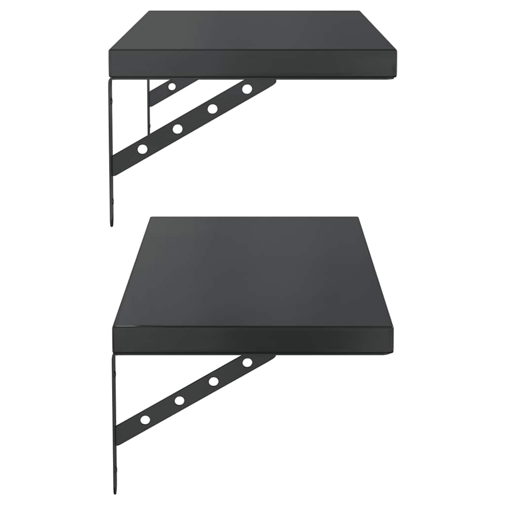 Vegghylle DIV. 2 stk 75x30 cm Svart rustfritt stål