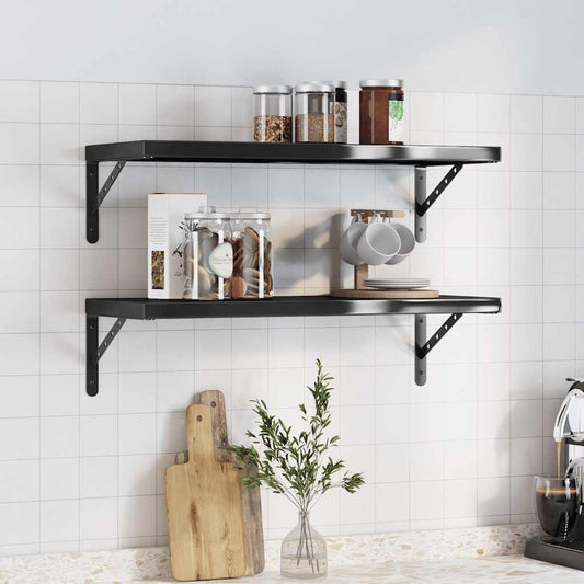 Vegghylle DIV. 2 stk 75x30 cm Svart rustfritt stål