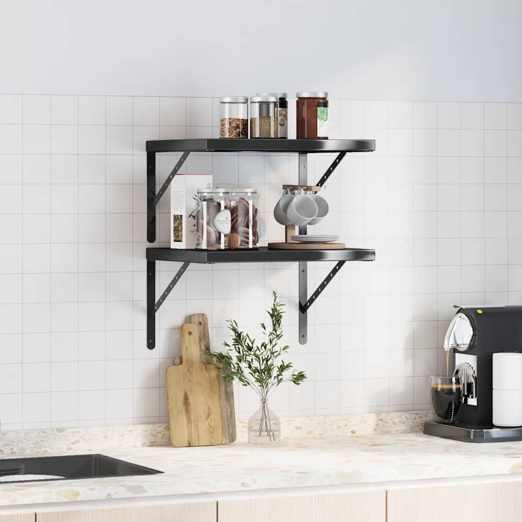 Vegghylle DIV. 2 stk 50x40 cm Svart rustfritt stål
