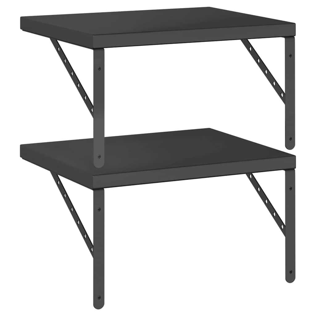 Vegghylle DIV. 2 stk 50x40 cm Svart rustfritt stål