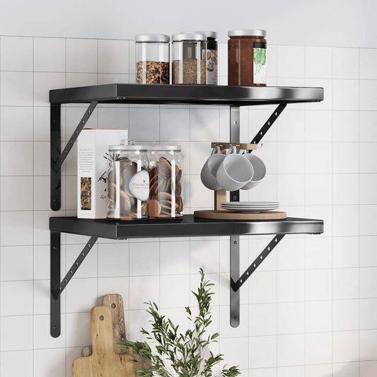 Vegghylle DIV. 2 stk 50x40 cm Svart rustfritt stål