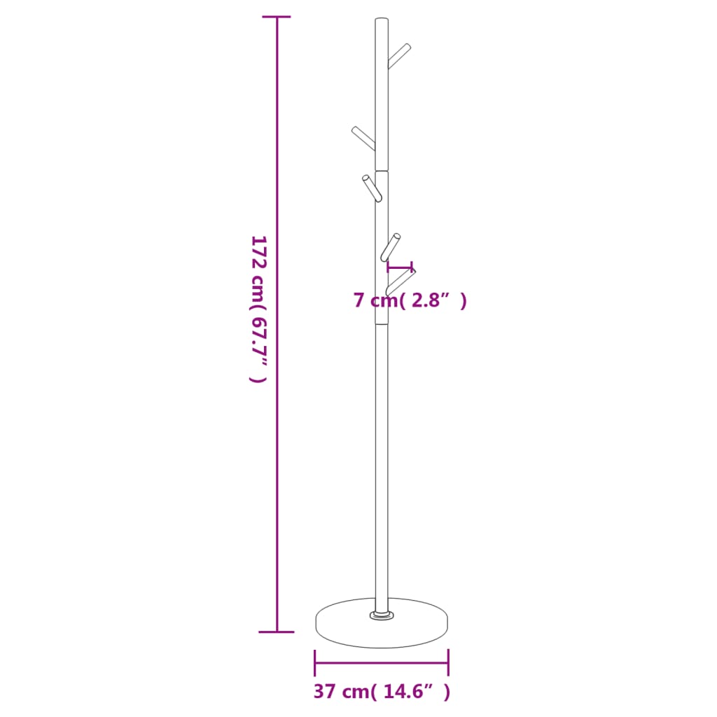 Stumtjener hvit 172 cm pulverlakkert jern