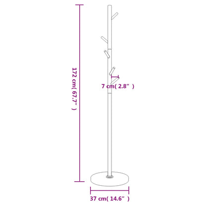 Stumtjener hvit 172 cm pulverlakkert jern
