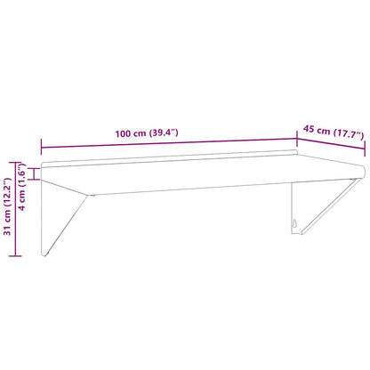 Vegghylle DIV. 100x45x31 cm sølv rustfritt stål