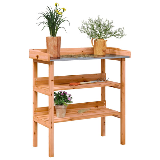 Dyrking Plantebord med hyller brun 78x38x82,5 cm heltre gran