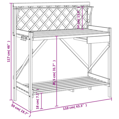 Pottebenk med espalier brun heltre gran