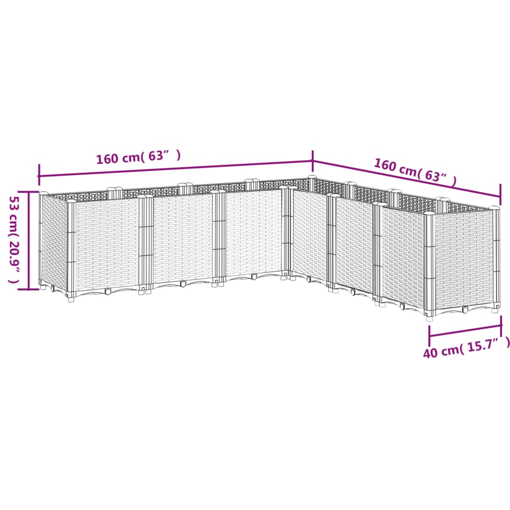 Plantekasse hvit 160x160x53 cm PP