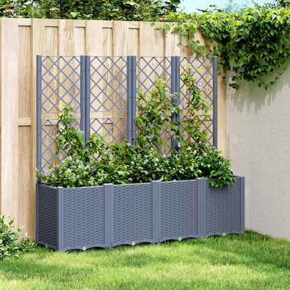 Plantekasse med espalier blågrå 160x40x140 cm PP