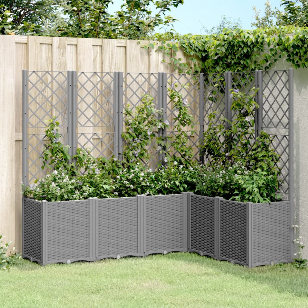 Plantekasse med espalier lysegrå 160x120x140 cm PP