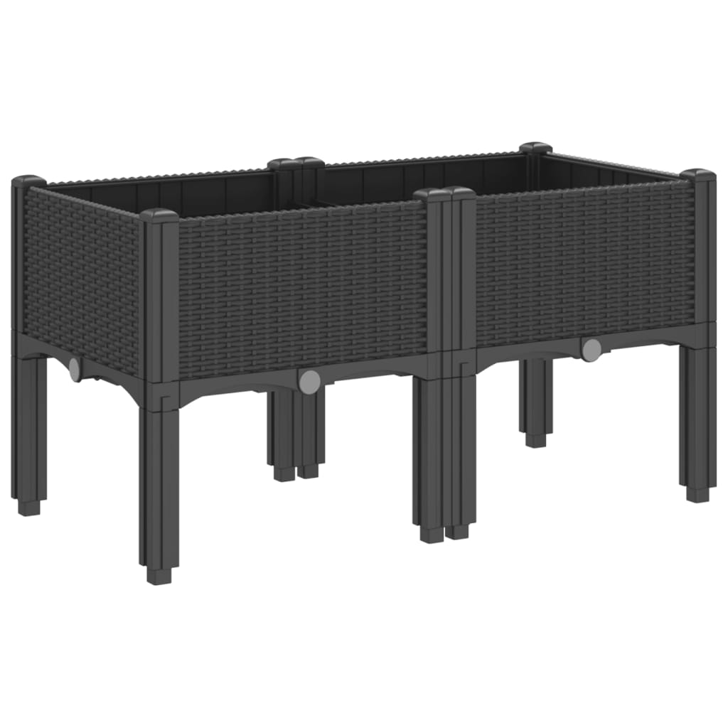 Plantekasse med ben svart 80x40x42 cm PP