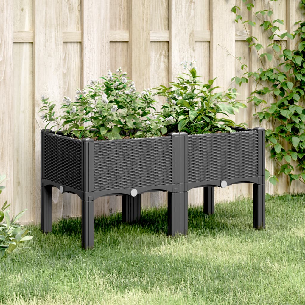 Plantekasse med ben svart 80x40x42 cm PP