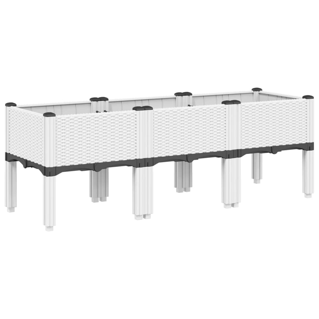 Utendørs Blomsterkasse Plantekasse Polypropen (PP) med ben Hvit 120x40x42 cm PP