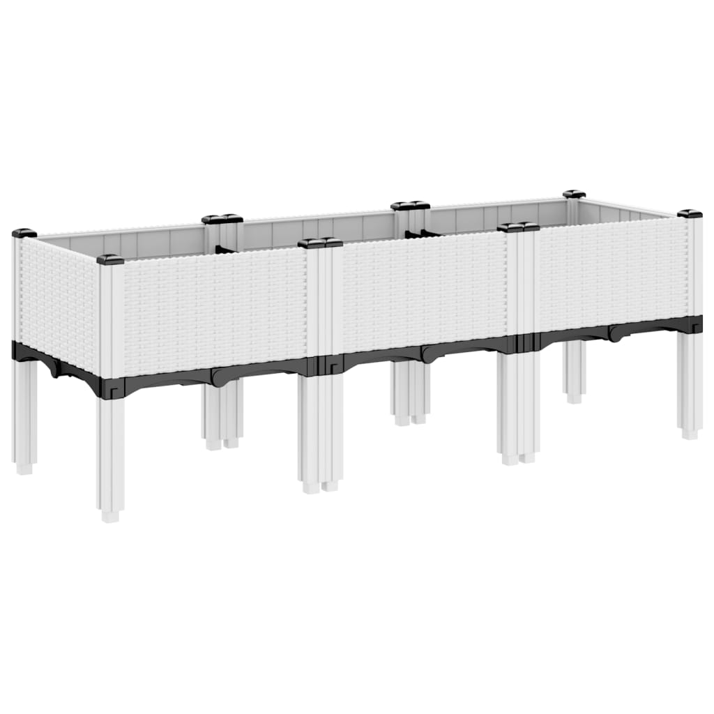 Utendørs Blomsterkasse Plantekasse Polypropen (PP) med ben Hvit 120x40x42 cm PP