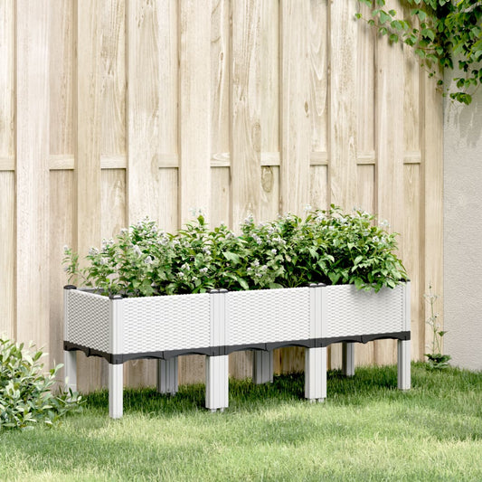 Utendørs Blomsterkasse Plantekasse Polypropen (PP) med ben Hvit 120x40x42 cm PP