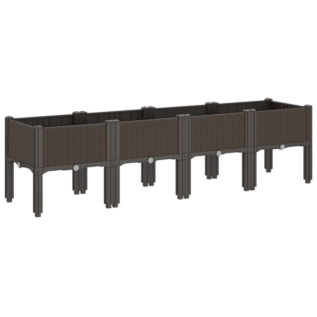 Plantekasse med ben brun 160x40x42 cm PP