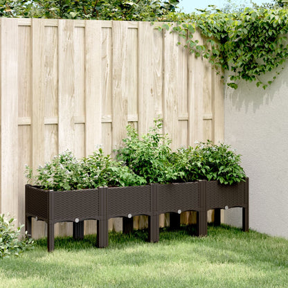 Plantekasse med ben brun 160x40x42 cm PP