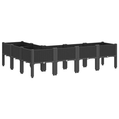 Plantekasse med ben svart 160x120x42 cm PP