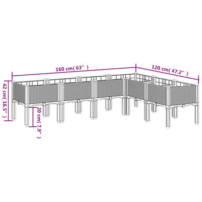 Plantekasse med ben svart 160x120x42 cm PP