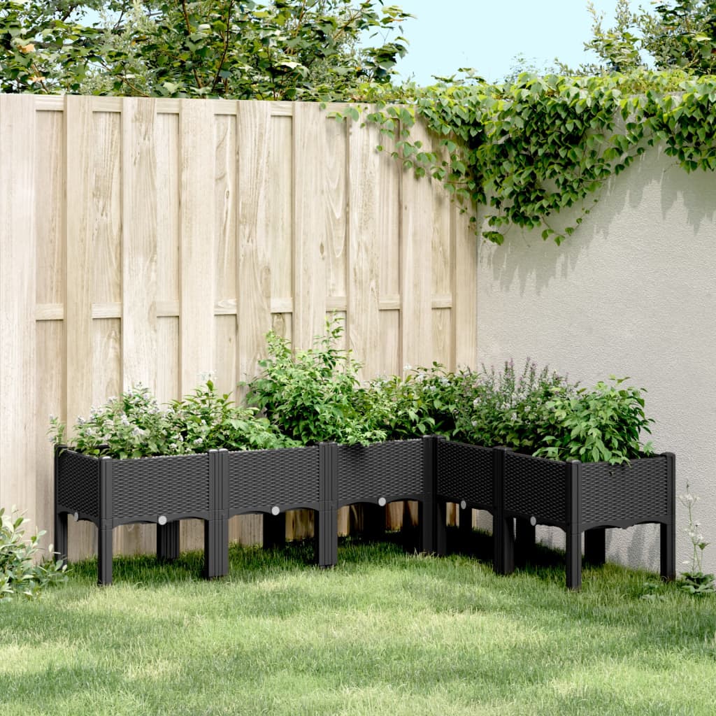 Plantekasse med ben svart 160x120x42 cm PP