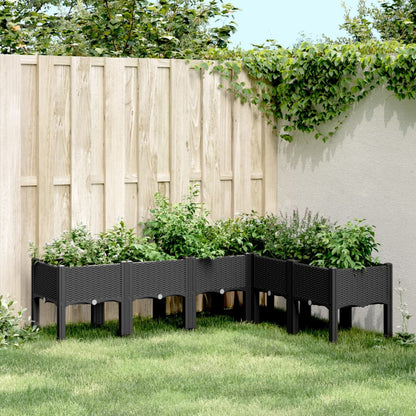 Plantekasse med ben svart 160x120x42 cm PP