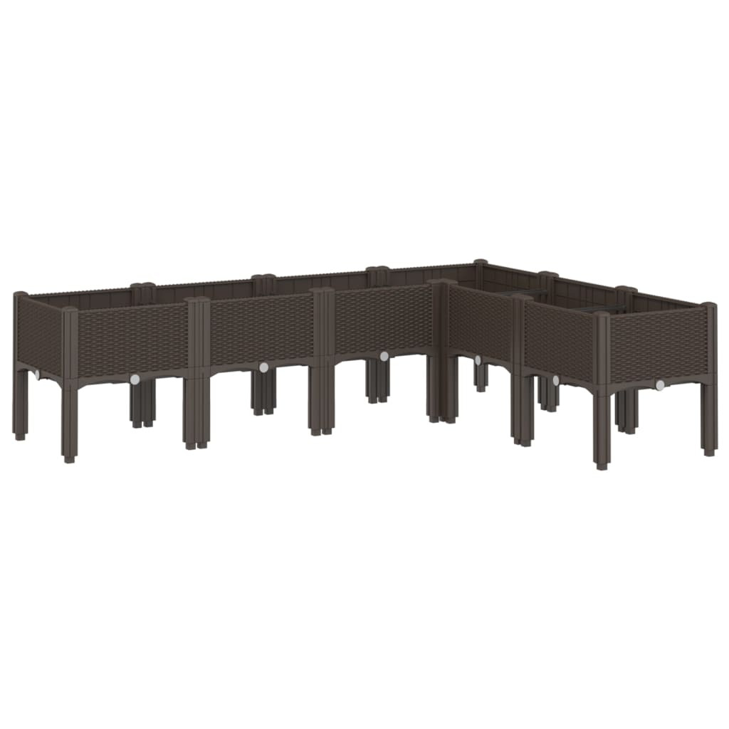 Plantekasse med ben brun 160x120x42 cm PP