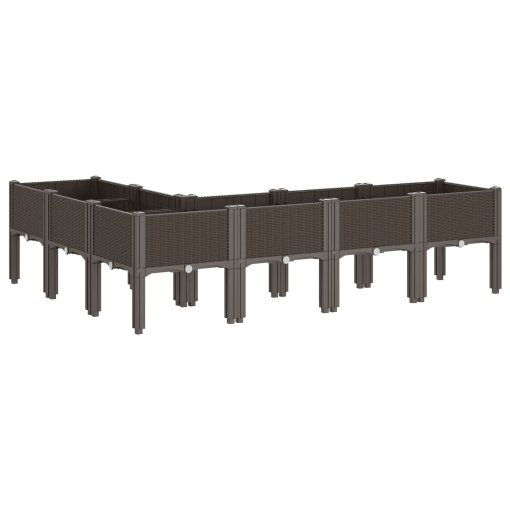 Plantekasse med ben brun 160x120x42 cm PP