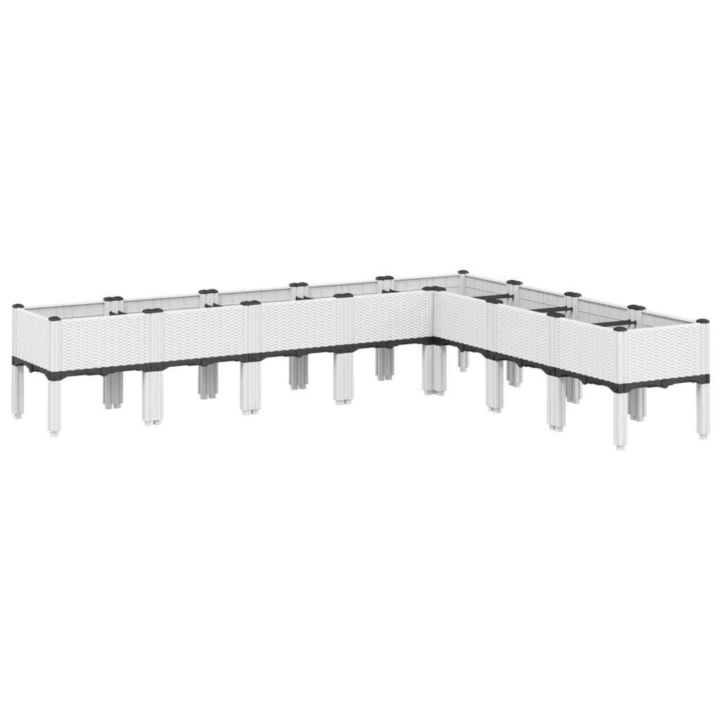 Plantekasse med ben hvit 200x160x42 cm PP