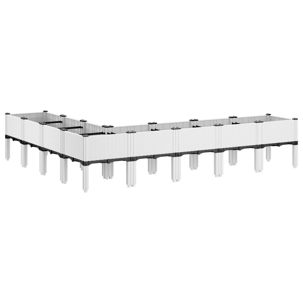 Plantekasse med ben hvit 200x160x42 cm PP