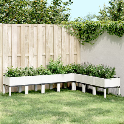 Plantekasse med ben hvit 200x160x42 cm PP