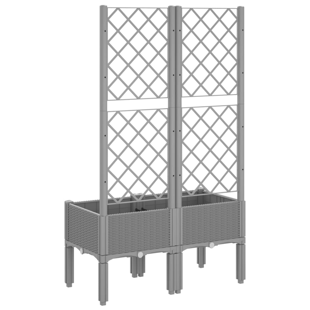 Plantekasse med espalier lysegrå 80x40x142 cm PP