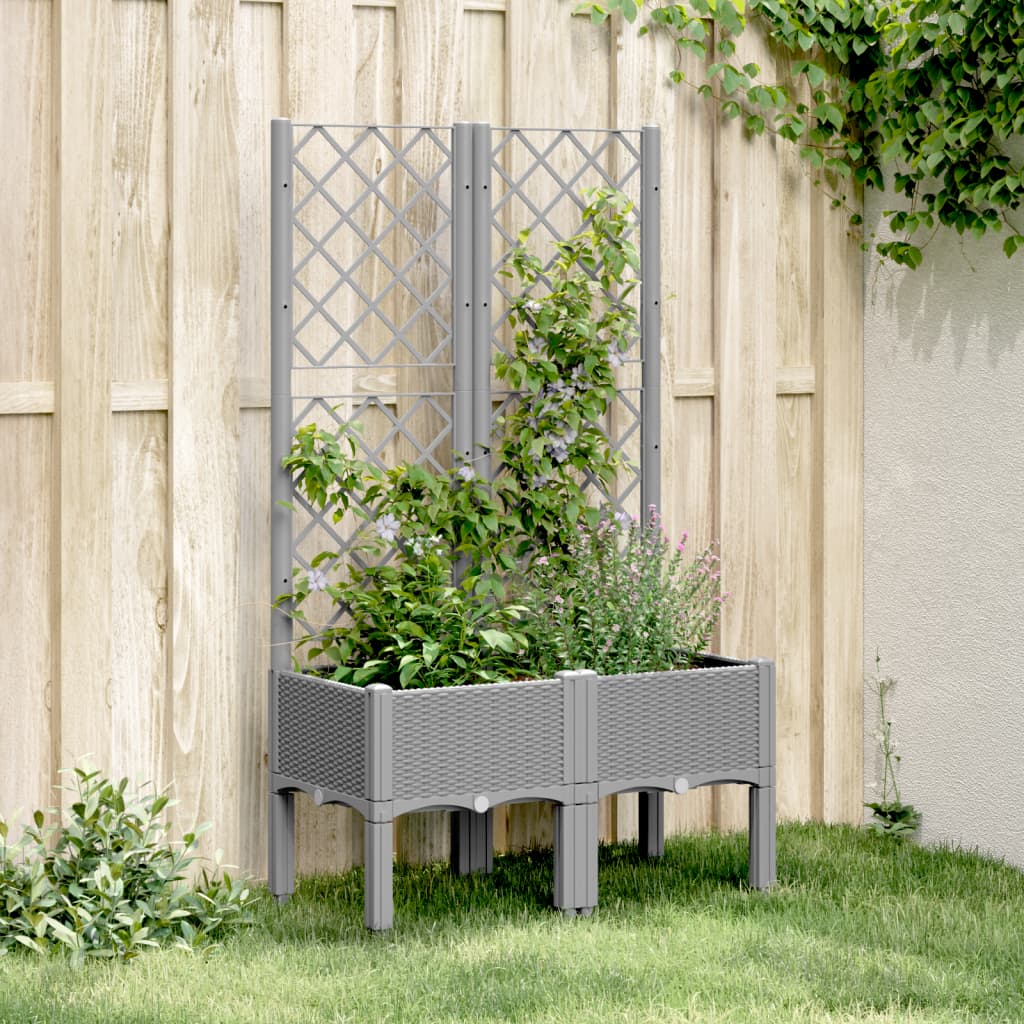 Plantekasse med espalier lysegrå 80x40x142 cm PP