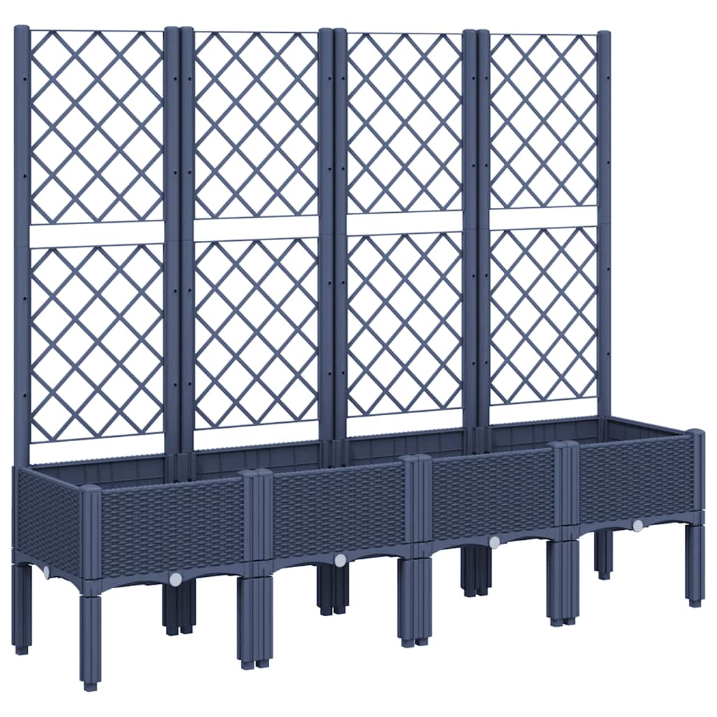 Plantekasse med espalier blågrå 160x40x142 cm PP