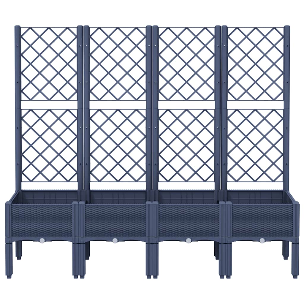 Plantekasse med espalier blågrå 160x40x142 cm PP