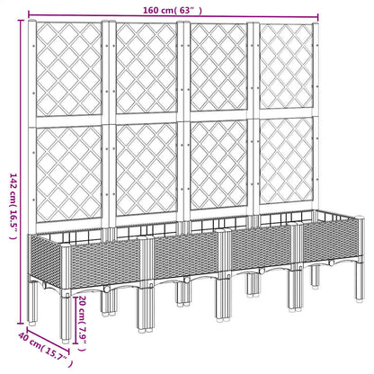 Plantekasse med espalier blågrå 160x40x142 cm PP