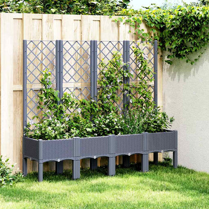 Plantekasse med espalier blågrå 160x40x142 cm PP