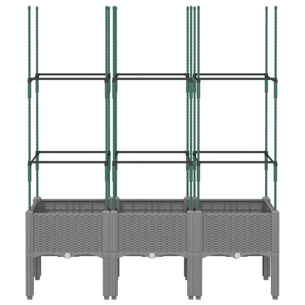 Utendørs Blomsterkasse Plantekasse Polypropen (PP) med espalier lysegrå 120x40x142,5 cm PP