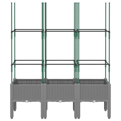 Utendørs Blomsterkasse Plantekasse Polypropen (PP) med espalier lysegrå 120x40x142,5 cm PP