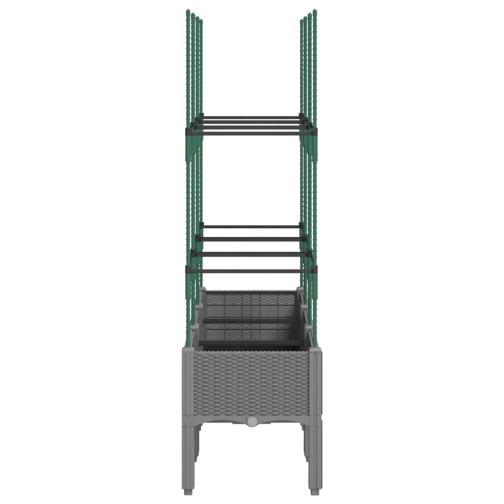 Utendørs Blomsterkasse Plantekasse Polypropen (PP) med espalier lysegrå 120x40x142,5 cm PP