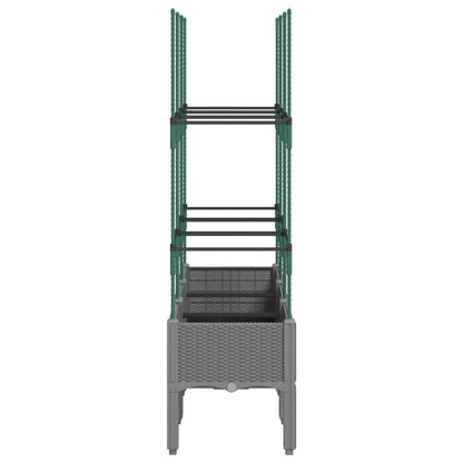 Utendørs Blomsterkasse Plantekasse Polypropen (PP) med espalier lysegrå 120x40x142,5 cm PP