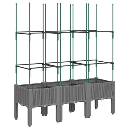 Utendørs Blomsterkasse Plantekasse Polypropen (PP) med espalier lysegrå 120x40x142,5 cm PP