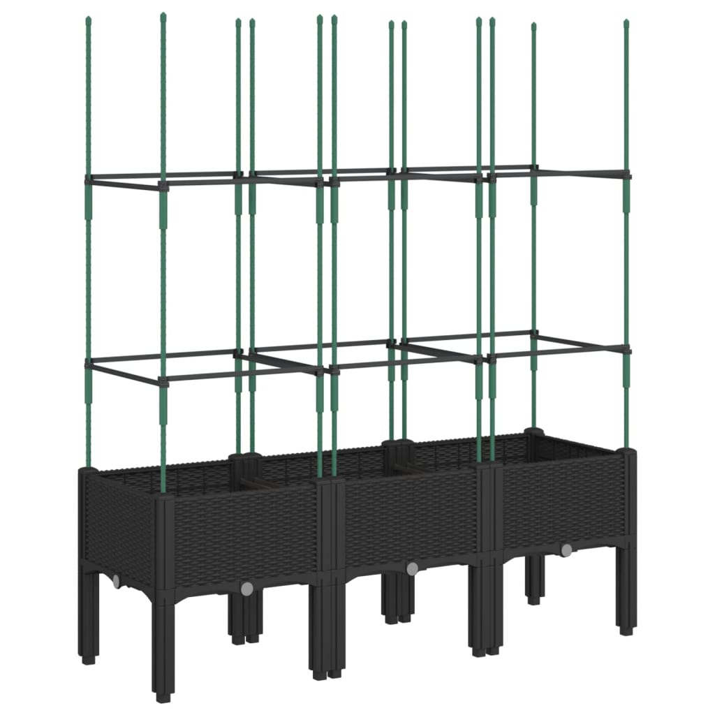 Plantekasse med espalier svart 120x40x142,5 cm PP