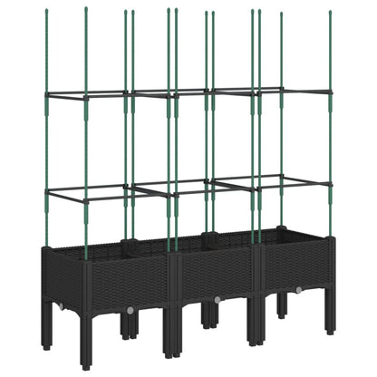 Plantekasse med espalier svart 120x40x142,5 cm PP