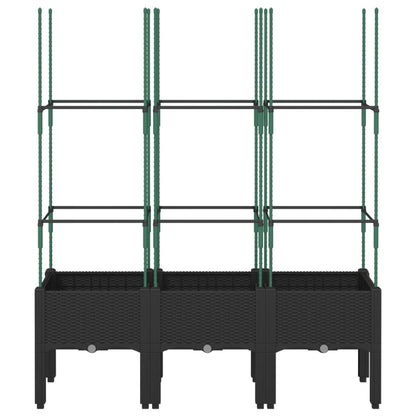 Plantekasse med espalier svart 120x40x142,5 cm PP