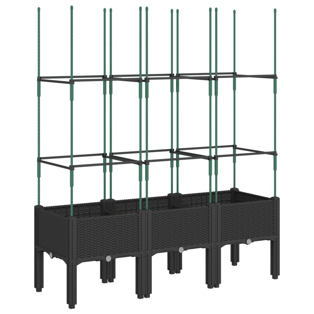 Plantekasse med espalier svart 120x40x142,5 cm PP