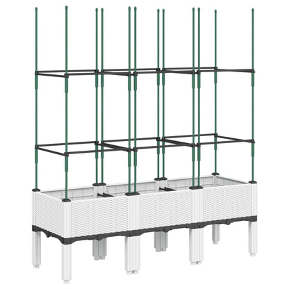 Utendørs Blomsterkasse Plantekasse Polypropen (PP) med espalier Hvit 120x40x142,5 cm PP