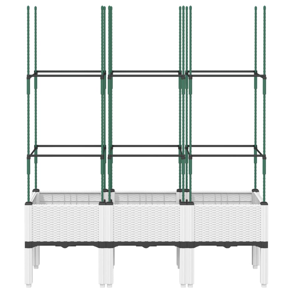 Utendørs Blomsterkasse Plantekasse Polypropen (PP) med espalier Hvit 120x40x142,5 cm PP