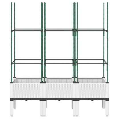 Utendørs Blomsterkasse Plantekasse Polypropen (PP) med espalier Hvit 120x40x142,5 cm PP