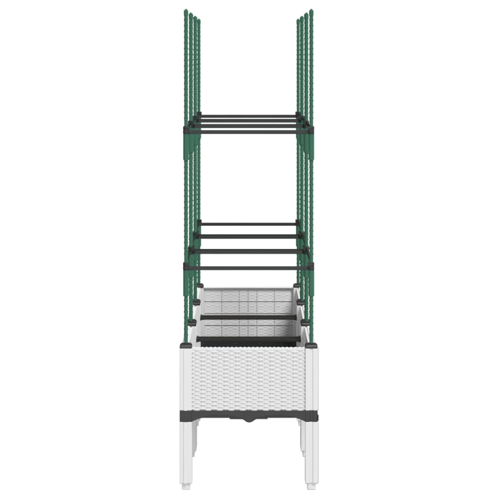 Utendørs Blomsterkasse Plantekasse Polypropen (PP) med espalier Hvit 120x40x142,5 cm PP