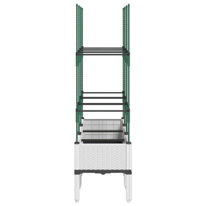Utendørs Blomsterkasse Plantekasse Polypropen (PP) med espalier Hvit 120x40x142,5 cm PP